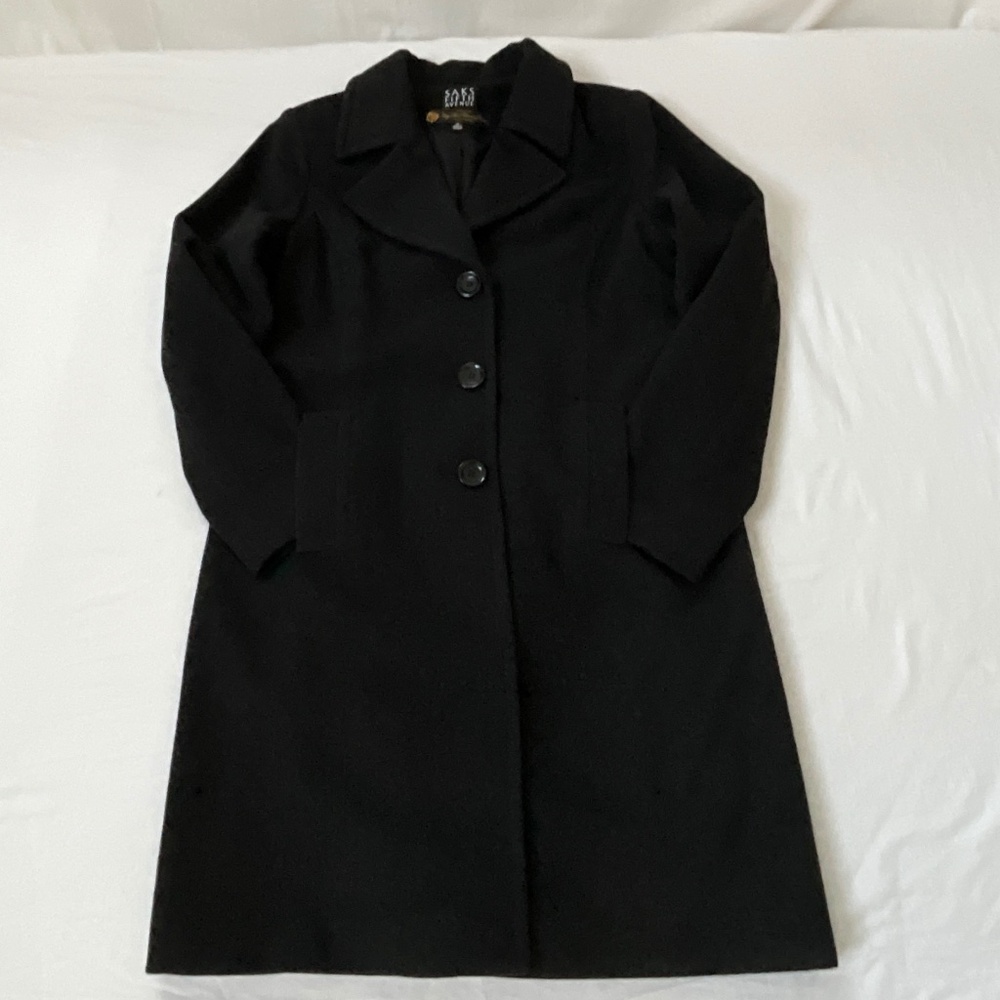 SAKS 5th AVENUE LORO PIANA Wool Coat Size 14 Black